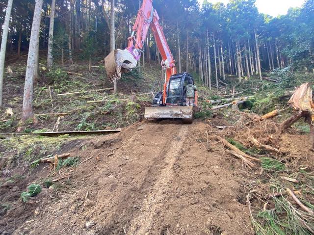 かなり急勾配、岩がでてくる山林